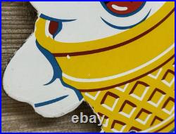 Vintage Frostys Ice Cream Porcelain Sign Dairy Queen Cow Farm Gas Pump