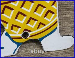 Vintage Frostys Ice Cream Porcelain Sign Dairy Queen Cow Farm Gas Pump