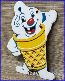 Vintage Frostys Ice Cream Porcelain Sign Dairy Queen Cow Farm Gas Pump