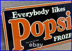Vintage Frozen Popsicle Porcelain Sign Gas Station Motor Oil Frozen Ice Cream