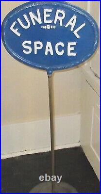 Vintage Funeral Parking Sign Double Sided Sign In Excellent Condition