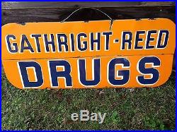 Vintage GATHRIGHT-REED DRUGS, Porcelain Sign. Oxford Mississippi, Historical Square