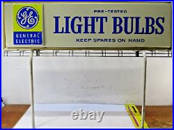 Vintage GE GENERAL ELECTRIC Light Bulbs Advertising Sign Double Sided 42.25 L