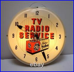 Vintage GE TV Radio Service General Electric Tubes Lighted Sign Clock Works