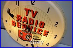 Vintage GE TV Radio Service General Electric Tubes Lighted Sign Clock Works