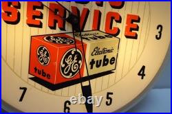 Vintage GE TV Radio Service General Electric Tubes Lighted Sign Clock Works
