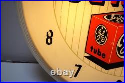 Vintage GE TV Radio Service General Electric Tubes Lighted Sign Clock Works Vintage GE TV Radio Service General Electric Tubes Lighted Sign Clock Works