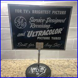 Vintage GE Ultracolor Picture Tubes Advertising Countertop Sign With Mirror