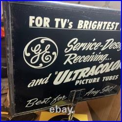 Vintage GE Ultracolor Picture Tubes Advertising Countertop Sign With Mirror