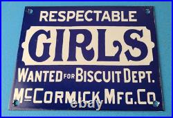 Vintage GIRLS Sign Wanted Biscuit Department Gas Pump Sign