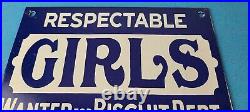 Vintage GIRLS Sign Wanted Biscuit Department Gas Pump Sign