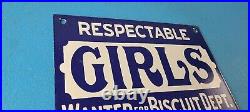 Vintage GIRLS Sign Wanted Biscuit Department Gas Pump Sign