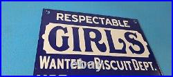 Vintage GIRLS Sign Wanted Biscuit Department Gas Pump Sign