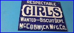 Vintage GIRLS Sign Wanted Biscuit Department Gas Pump Sign