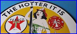 Vintage Gasoline Sign Texaco Fire Fighter Gas Pump Porcelain Sign