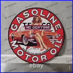 Vintage Gasoline Texaco Motor -porcelain Sign Gas Station Garge Advertising Oil
