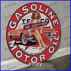 Vintage Gasoline Texaco Motor -porcelain Sign Gas Station Garge Advertising Oil