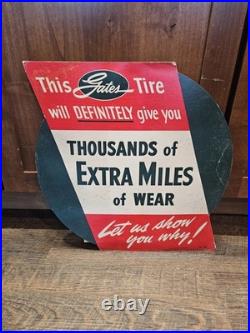 Vintage Gates Tires 24 Cardboard Easel Back Store Display Gas Oil Sign