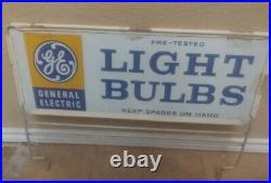 Vintage General Electric GE Light Bulbs Porcelain Sign Double-Sided Display Rack