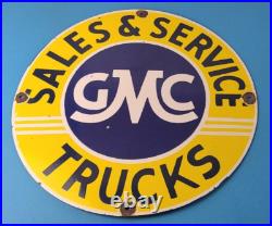 Vintage General Motors Sign GMC Automobiles Trucks Porcelain Large Gas Sign