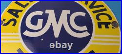 Vintage General Motors Sign GMC Automobiles Trucks Porcelain Large Gas Sign
