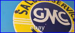 Vintage General Motors Sign GMC Automobiles Trucks Porcelain Large Gas Sign