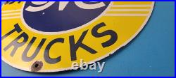 Vintage General Motors Sign GMC Automobiles Trucks Porcelain Large Gas Sign