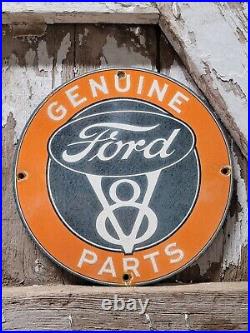 Vintage Genuine Ford Porcelain Sign Old Automobile Parts V8 Fomoco Sales Gas Oil