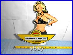 Vintage Genuine Mopar Full Service Garage Woman 12 Metal Car Gas Oil Sign S42 Vintage Genuine Mopar Full Service Garage Woman 12 Metal Car Gas Oil Sign S42