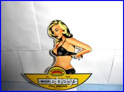 Vintage Genuine Mopar Full Service Garage Woman 12 Metal Car Gas Oil Sign S42 Vintage Genuine Mopar Full Service Garage Woman 12 Metal Car Gas Oil Sign S42