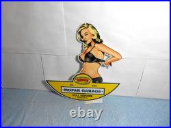Vintage Genuine Mopar Full Service Garage Woman 12 Metal Car Gas Oil Sign S42 Vintage Genuine Mopar Full Service Garage Woman 12 Metal Car Gas Oil Sign S42