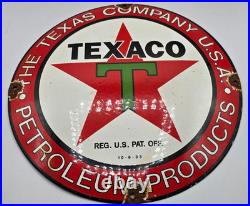 Vintage Genuine Texaco Texas Company Porcelain Sign Pump Plate Gas Station Oil