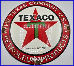 Vintage Genuine Texaco Texas Company Porcelain Sign Pump Plate Gas Station Oil