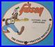 Vintage-Gibson-Guitars-Porcelain-Goofy-Music-Instrument-Gas-Pump-Plate-Sign-01-eg