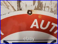 Vintage Gm Porcelain Sign 30 Authorised Auto Truck Dealer Gas Motor Oil Service