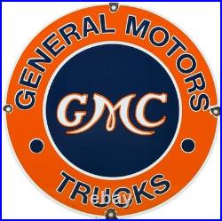 Vintage Gmc Trucks Porcelain Sign Dealership Oil Gas