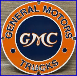Vintage Gmc Trucks Porcelain Sign Dealership Oil Gas