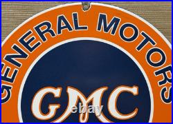 Vintage Gmc Trucks Porcelain Sign Dealership Oil Gas