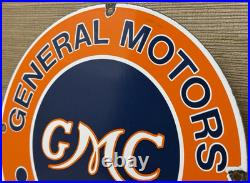Vintage Gmc Trucks Porcelain Sign Dealership Oil Gas