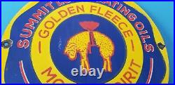 Vintage Golden Fleece Motor Oils Porcelain Gas Service Station Pump Plate Sign