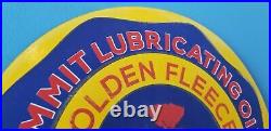 Vintage Golden Fleece Motor Oils Porcelain Gas Service Station Pump Plate Sign