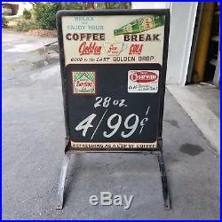 Vintage Golden Girl Sun Drop Cheerwine Soda Pop Metal Menu Chalk Board Sign