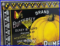 Vintage Golden Pumpkin Porcelain Sign Grocery Store Gas Oil Pumpkin Pie General