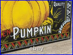 Vintage Golden Pumpkin Porcelain Sign Grocery Store Gas Oil Pumpkin Pie General