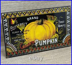 Vintage Golden Pumpkin Porcelain Sign Grocery Store Gas Oil Pumpkin Pie General