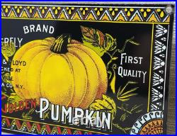 Vintage Golden Pumpkin Porcelain Sign Grocery Store Gas Oil Pumpkin Pie General