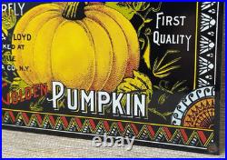 Vintage Golden Pumpkin Porcelain Sign Grocery Store Gas Oil Pumpkin Pie General