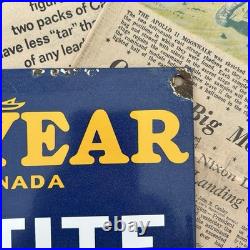 Vintage Goodyear Klingtite Farm Belts 8x12 Inches Porcelain Enamel Sign