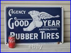 Vintage Goodyear Porcelain Sign Automobile 24x 16 Truck Tire