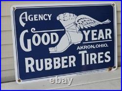 Vintage Goodyear Porcelain Sign Automobile 24x 16 Truck Tire